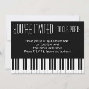 Piano Keys black white Invitation