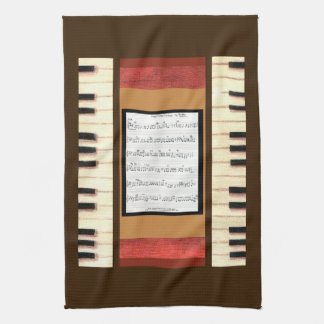 Piano keys border sheet song music kitchen towel