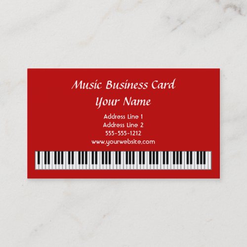 Piano Keys Business Card in Red