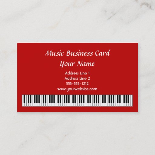 Customizable Piano Keys Business Card in Red
