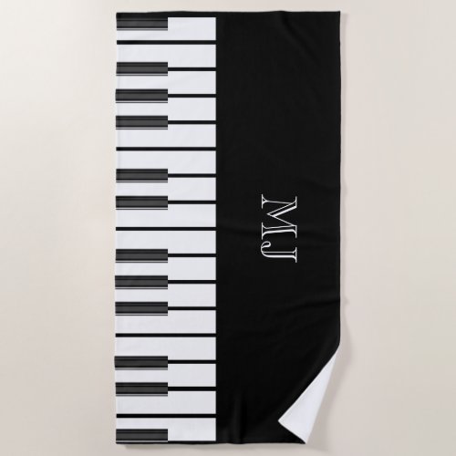 Piano keys chords world music chic MONOGRAMMED Beach Towel