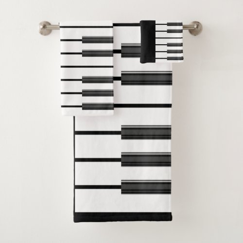 Piano keys chords world music formal chic black bath towel set