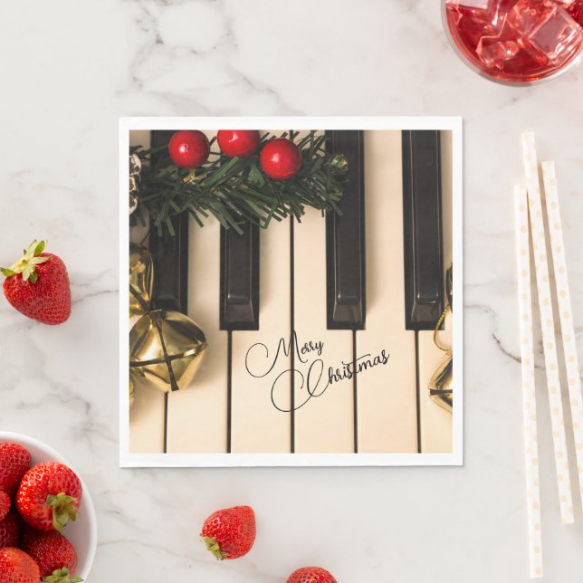 Piano Keys Christmas Garland & Bells  Napkins (Insitu)