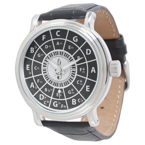 Piano Keys Circle of Fifths Trebele clef Watch