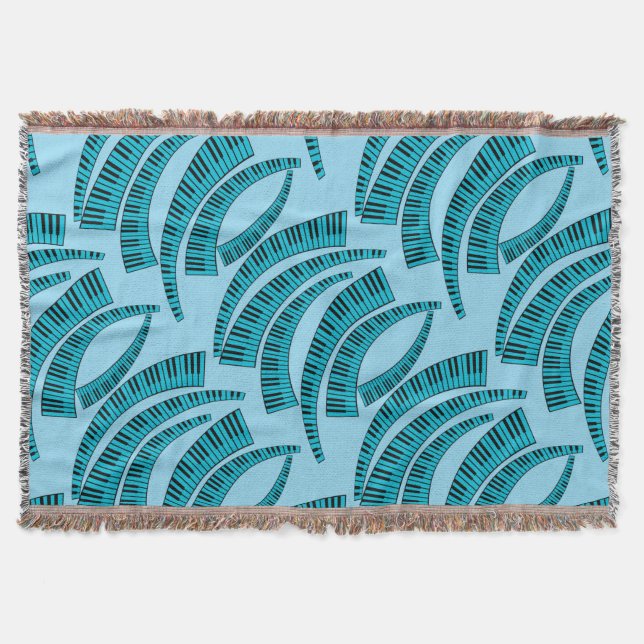 Piano Keys Curved Ceramic Ornament Throw Blanket (Front)