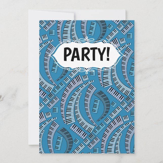 Piano Keys Curved Invitation (Front)