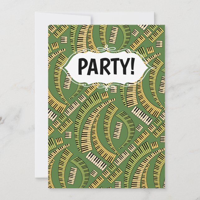 Piano Keys Curved Invitation (Front)
