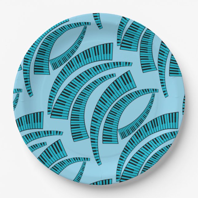 Piano Keys Curved  Paper Plates (Front)