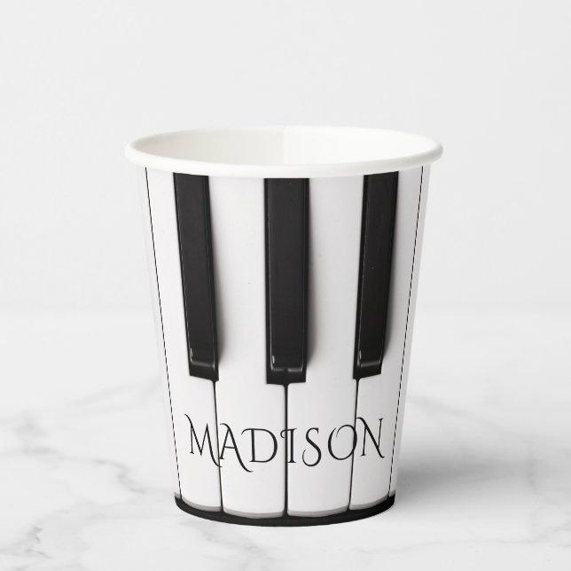 Piano Keys custom name Paper Cups (Left)