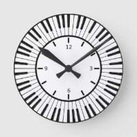 Piano Keys Design Round Clock