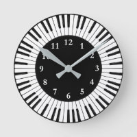 Piano Keys Design Round Clock