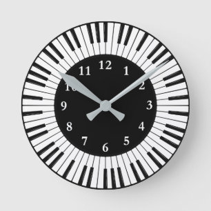 Piano Keys Design Round Clock