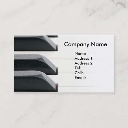 Piano keys fading to bright white business card templates
