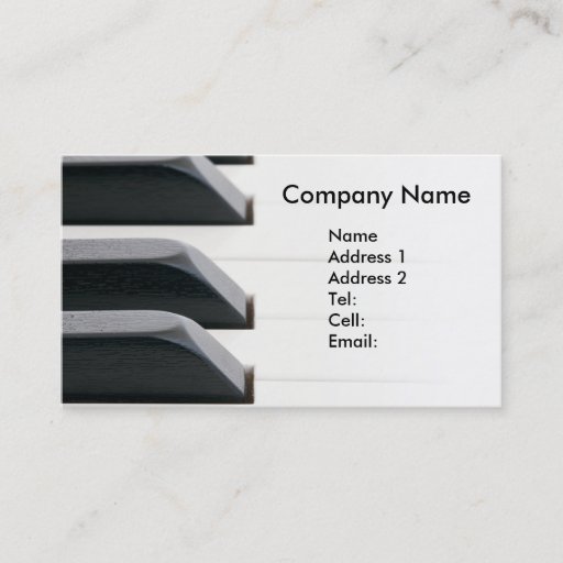 Customizable Piano keys fading to bright white business card templates