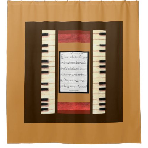 Piano Keys Frame Sheet Music shower curtain