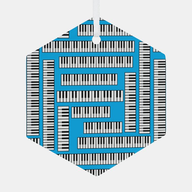 Piano Keys Glass Ornament (Back)