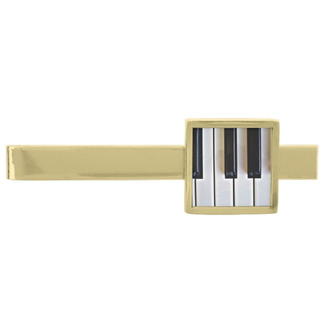 Piano Keys Gold Finish Tie Clip (Front)