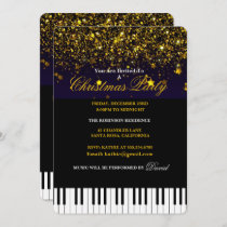 Piano Keys & Gold Glitter Christmas Party Invitation