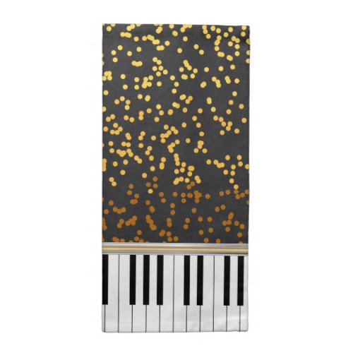 Piano Keys Gold Polka Dots Pattern Cloth Napkin