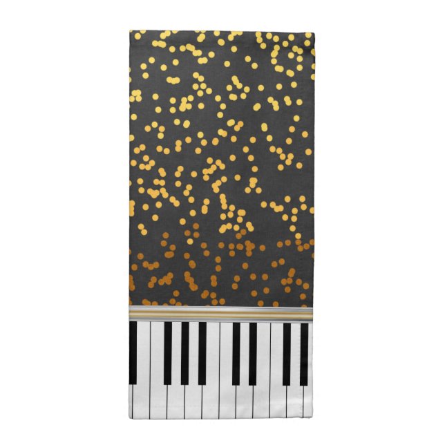 Piano Keys Gold Polka Dots Pattern Cloth Napkin (Half Fold)
