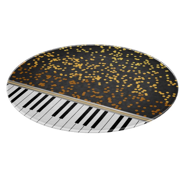 Piano Keys Gold Polka Dots Pattern Cutting Board (Corner)