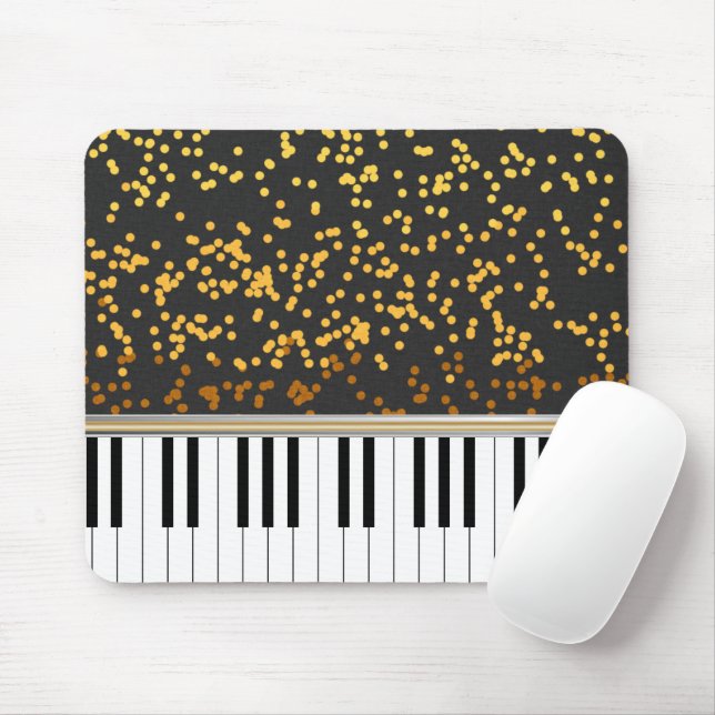 Piano Keys Gold Polka Dots Pattern Mouse Pad (With Mouse)