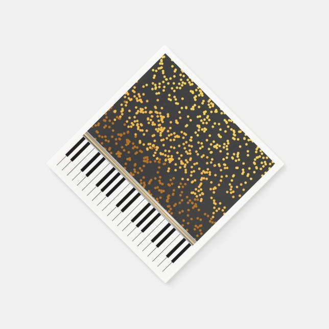 Piano Keys Gold Polka Dots Pattern Paper Napkins (Corner)