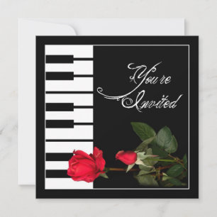 Piano Keys invitation/Red Roses Invitation