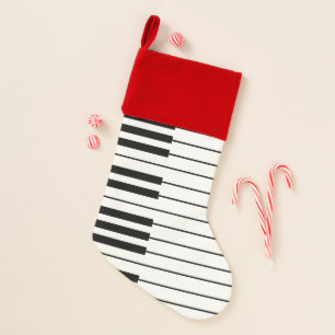 Piano Keys ivory white and black Christmas Stocking
