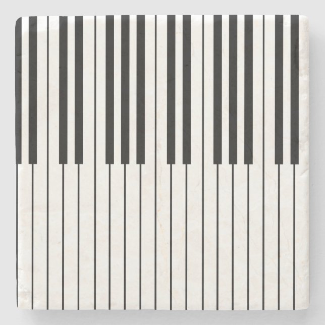 Piano Keys ivory white and black Stone Coaster (Front)