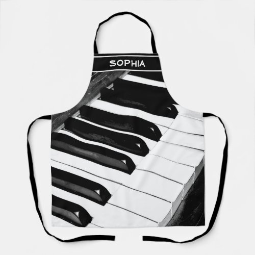 Piano Keys Keyboard Music Black White Personalized Apron