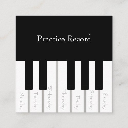 Piano Keys Kids Weekly Music Practice Reward Card