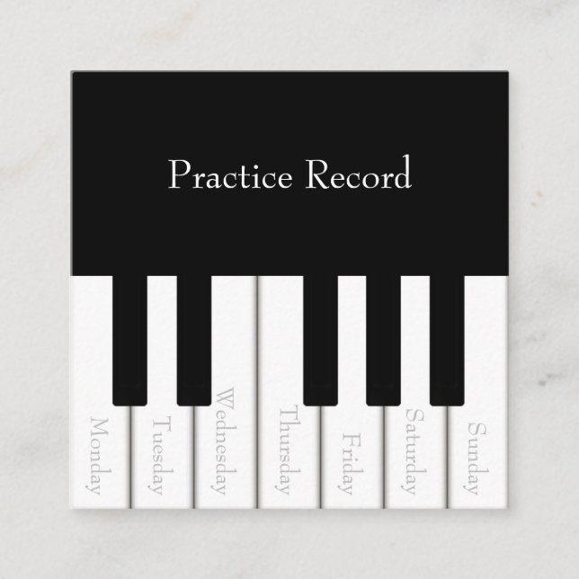 Piano Keys Kids Weekly Music Practice Reward Card (Front)