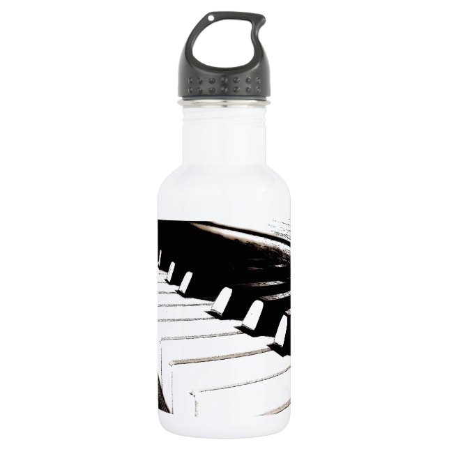 Piano Keys Macro Stainless Steel Water Bottle (Front)