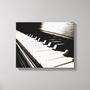 Piano Keys Macro Wrapped Canvas Print