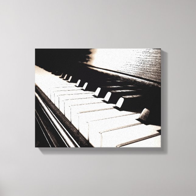 Piano Keys Macro Wrapped Canvas Print (Front)