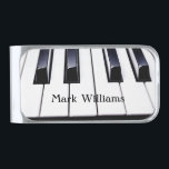 Piano Keys Money Clip<br><div class="desc">Wonderful money clip for any guy.  It has a photograph of black and white piano keys.  You customize the text at the bottom.</div>