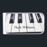 Piano Keys Money Clip<br><div class="desc">Wonderful money clip for any guy.  It has a photograph of black and white piano keys.  You customize the text at the bottom.</div>