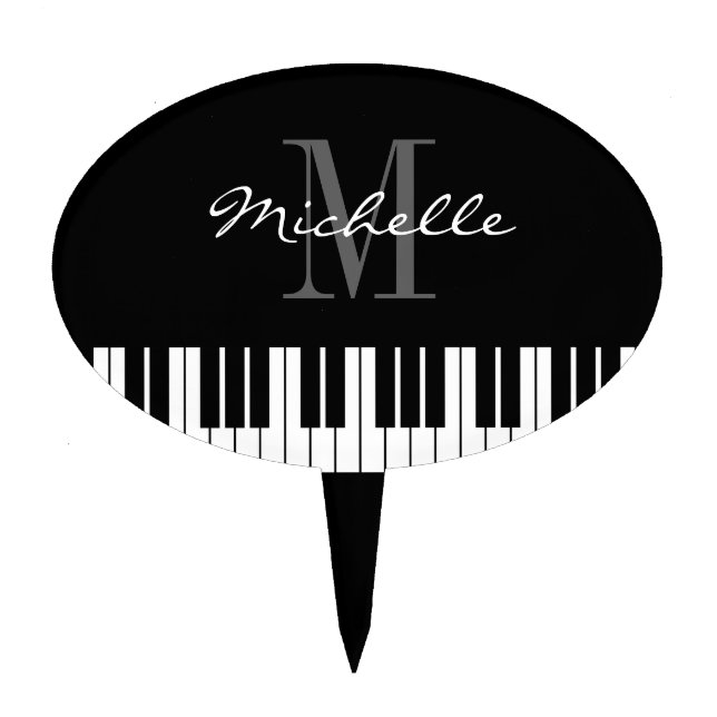 Piano keys monogram cake topper for pianist (Front)
