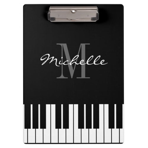 Piano keys monogram clipboard for pianist teacher