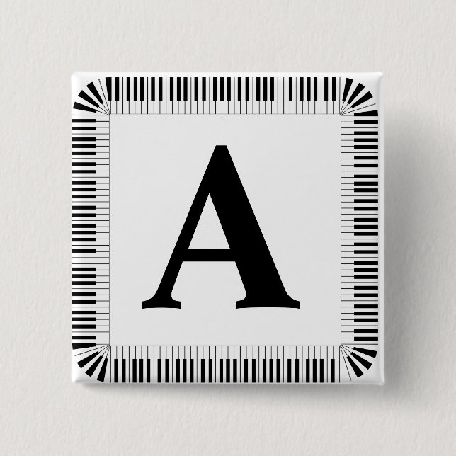 Piano Keys Monogram Pianist Piano Player  Button (Front)