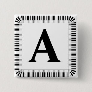 Piano Keys Monogram Pianist Piano Player  Button