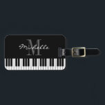 Piano keys monogram travel luggage tag for pianist<br><div class="desc">Piano keys monogram travel luggage tag for teacher, musician, pianist, music artist, orchestra etc. Personalized classical keyboard instrument design with elegant name initial letter. Customizable template with custom name, quote or slogan and custom background color. Black and white or customize color. Cute monogrammed thank you gift idea for worlds greatest...</div>