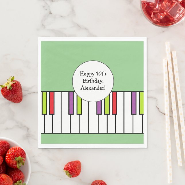 Piano Keys Music Birthday Party Age Personalised Napkins (Insitu)