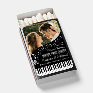 Piano Keys Music Black & White Photo Save The Date Matchboxes