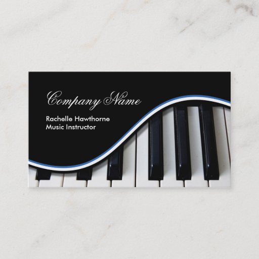 Customizable Piano Keys Music Business Cards ~ blue