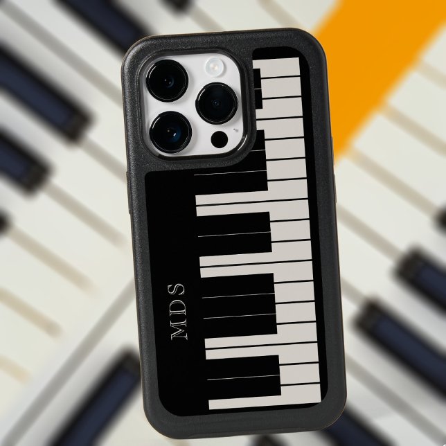 Piano Keys Music Fan Keyboard Modern Monogram Otterbox iPhone Case (Piano player? Keyboard Queen? Here's your phone case. Just add your initials)