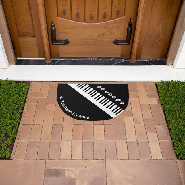 Piano Keys Music Keyboard Black and White Welcome Doormat (Outdoor)