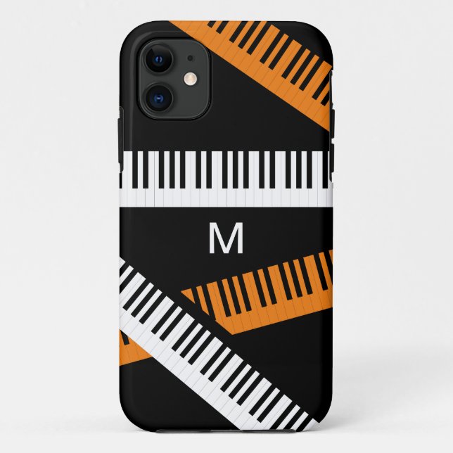 Piano Keys Music Keyboard Modern Monogrammed Case-Mate iPhone Case (Back)
