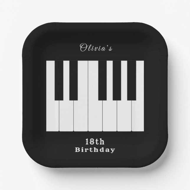 PIANO KEYS MUSIC LOVER celebration theme Paper Plates (Front)